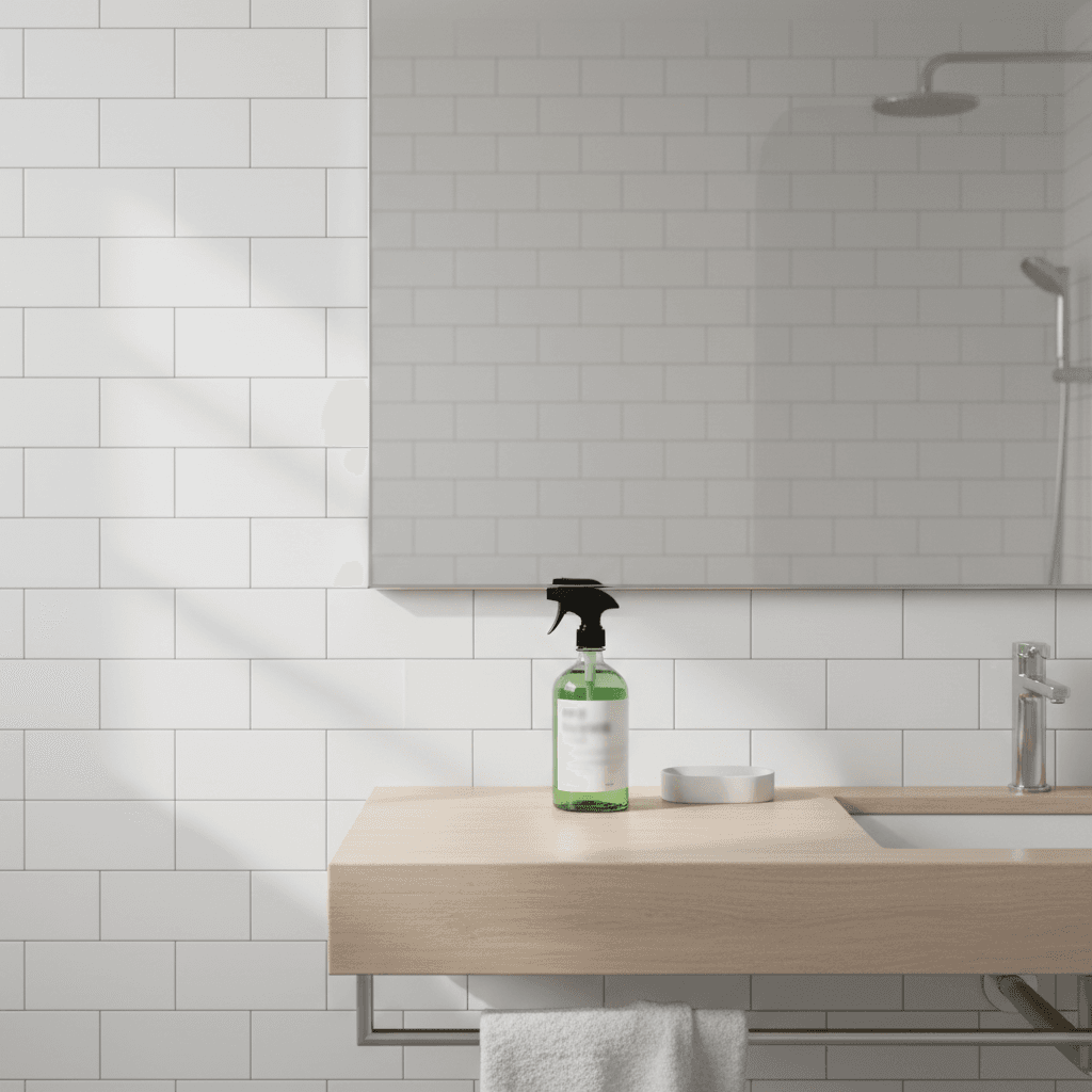 Bright modern bathroom cleaned with eco-friendly products