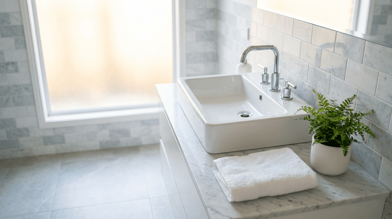 Sparkling bathroom after move-in cleaning