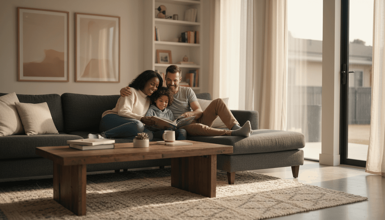 Organized family room after routine cleaning